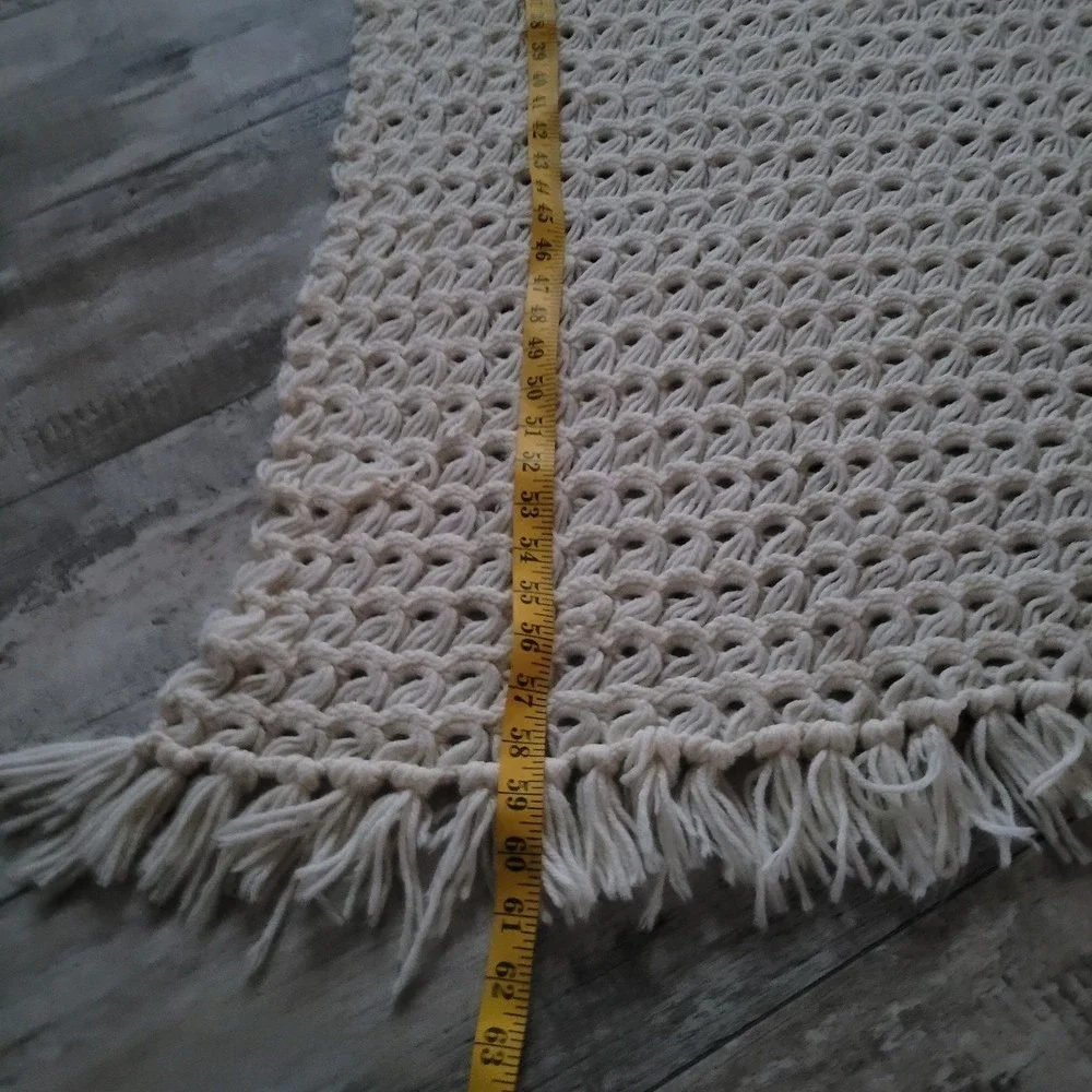Handmade‎ Chunky Cable Crochet Blanket Off White Ivory Throw Large 39
